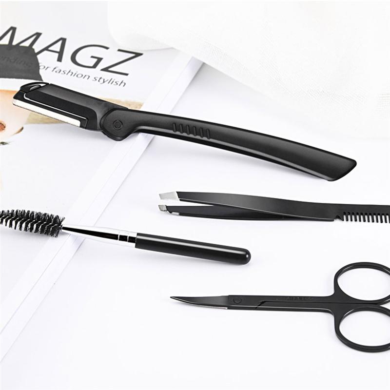 Ensemble de rasoir à sourcils en acier inoxydable, 9 pièces, avec pinces, peigne, outil de maquillage