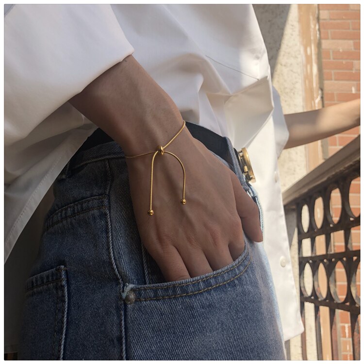 FFLACELL, clásico Simple, cadena de oro de serpiente, brazalete ajustable extraíble para mujeres, niñas, hombres, cuentas, joyería