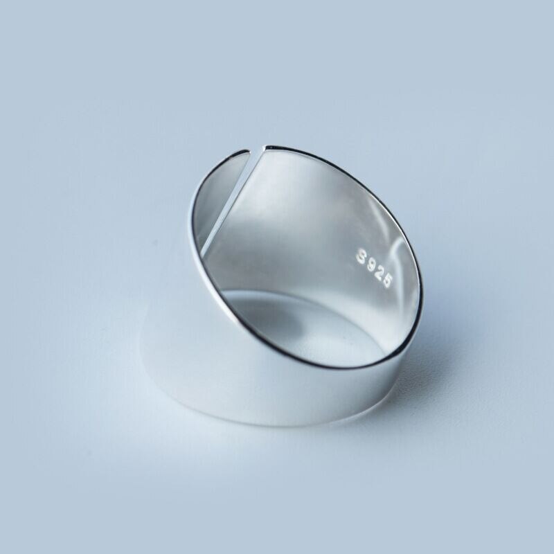 Anello regolabile grosso semplice geometrico liscio in argento Sterling 925 per regali di gioielli minimalisti delicati da donna