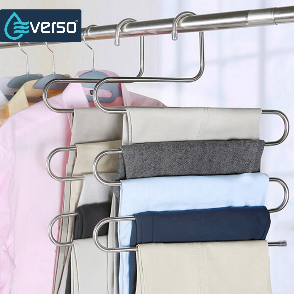 Everso Rvs S-Type Multifunctionele Badkamer Handdoekenrek Stevige Closet Broek Hangers Space Saver Storage Rack