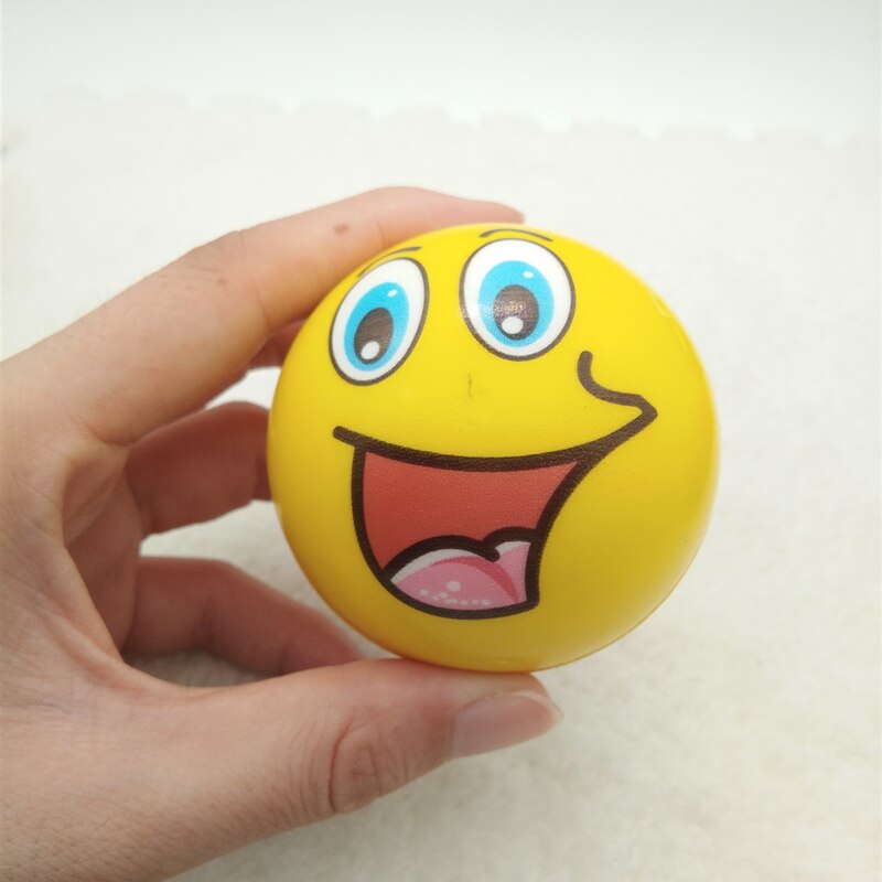 Anti stress boll relief tecknad smiley face pu skum bollar anti stress leksaker för barn pojkar flickor 63mm 6 st