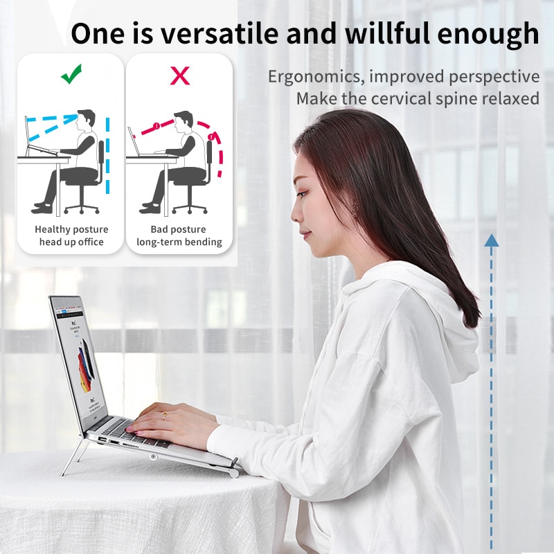 GOOJODOQ Laptop Stand for MacBook Air Pro Notebook Portable Foldable Aluminium Alloy Laptop Holder Bracket for PC iPad iPhone