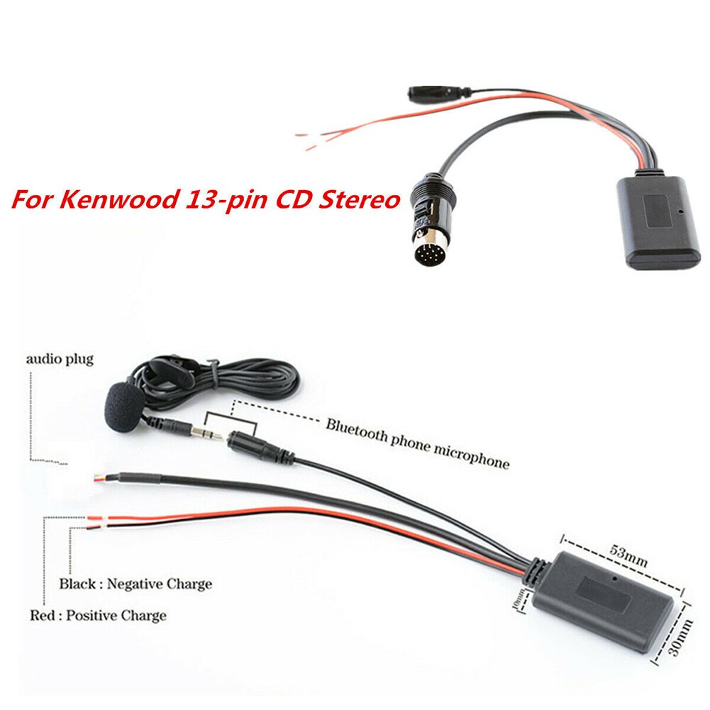 12V Voor Kenwood 13-Pin Cd Stereo Bluetooth Aux Kabel Met Microfoon Draadloze Bluetooth Muziek Auto Syling Vervangen accessoires