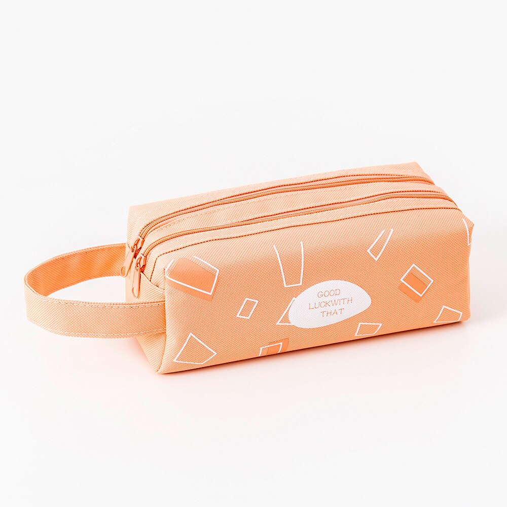 Okkid student school etui schattige gele roze blauwe etui dubbele laag draagbare schrijfwaren tas voor kinderen schoolproducten: Roze