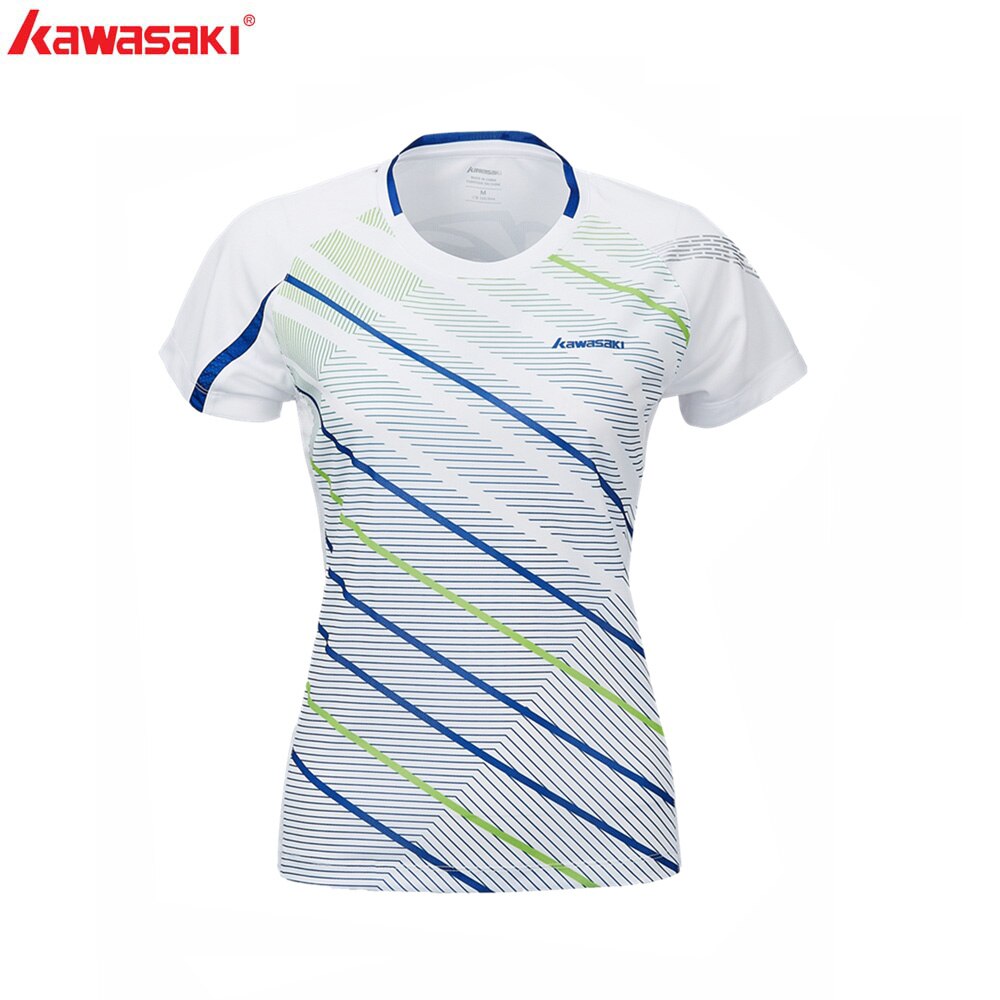 Kawasaki ropa de bádminton ropa deportiva camisas para mujer cuello redondo transpirable Color brillante Camiseta deportiva de bádminton ST-T2122: Wh / XXL