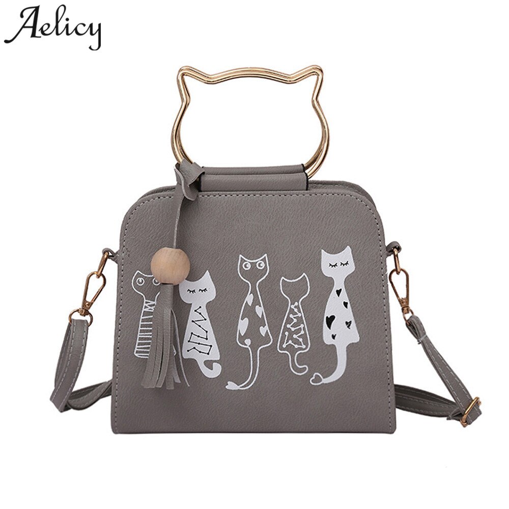 Bolsa de mensageiro feminina estilosa aelicy, bolsa de ombro com estampa de coelho e gato, para mulheres, 2018: Gray