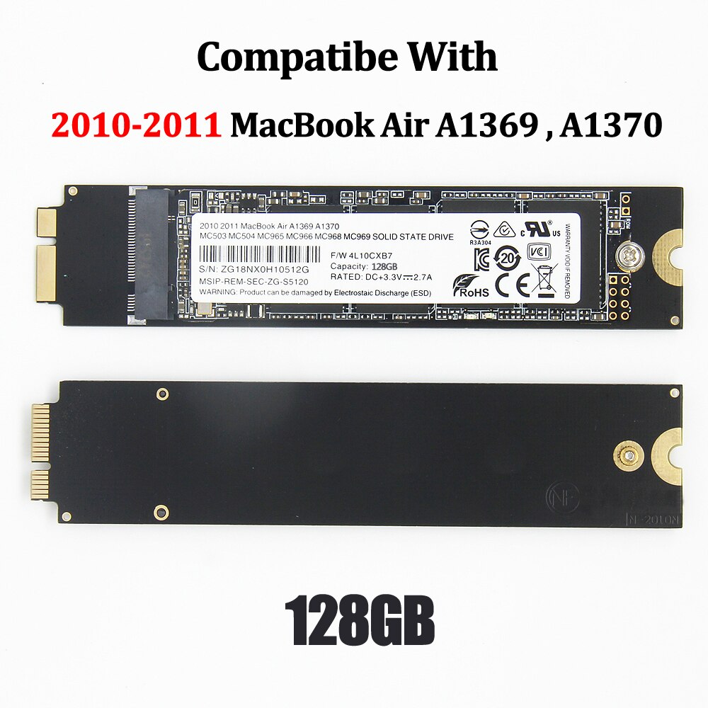 128GB SSD For Apple Laptop Macbook Air A1369 A1370 Solid State Disk MC503 MC504 MC505 MC506 MC965 MC966 MC968 SSD