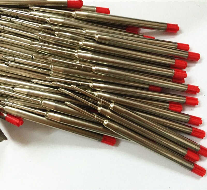 10 stks/Internationale Standaard balpen Refill Metalen rode Inkt 0.5mm Teken Pennen Vullingen School Kantoorbenodigdheden