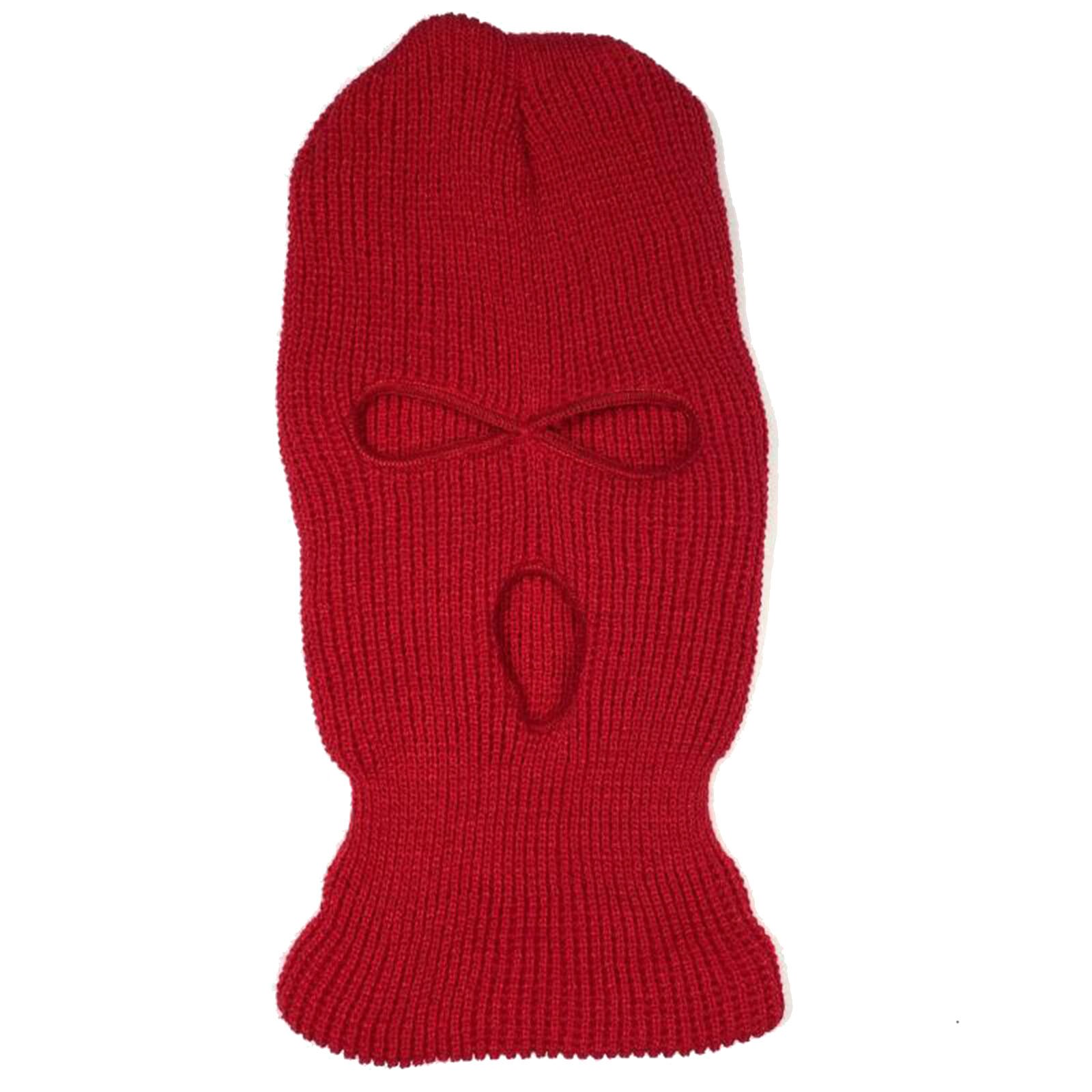 Men Knit Ski Face-Cover Winter Balaclavas Winter Outdoor Sports Full Face Mask ENA88: Red