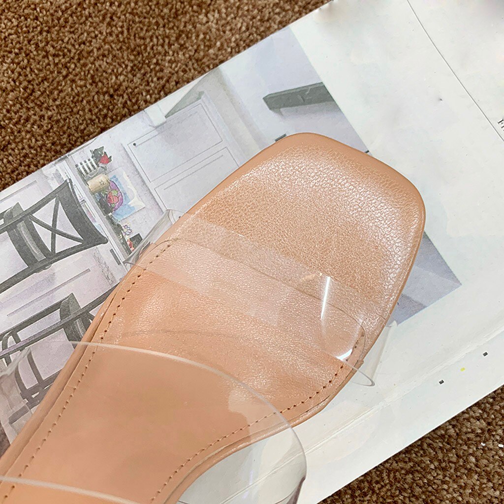 Femmes pantoufles claires sandales chaussures d'été pompes transparentes gelée talons hauts femmes chaussures d'été talon haut # G20