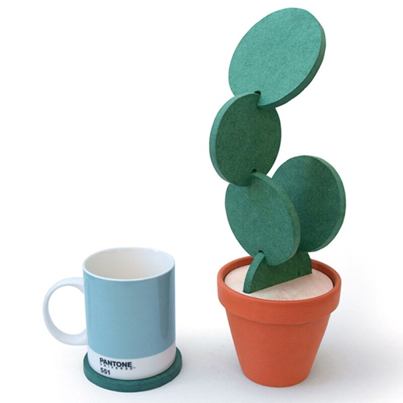 1Pc Cactus Potplanten Vorm Cup Mat Leuke Creatieve Coaster Mat Warmte Isolatie Pad Tafel Decoratie Keuken Accessoires