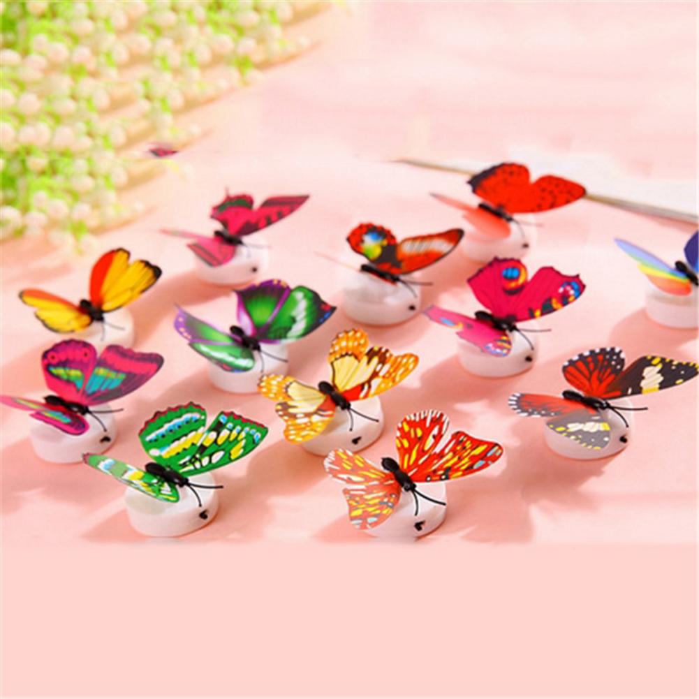 6 sztuk doprowadziło 3D motyl naklejki ścienne lampka nocna świecące naklejki ścienne dekoracyjne naklejki Dom biurko dekoracje ścienne losowy kolor: 1szt