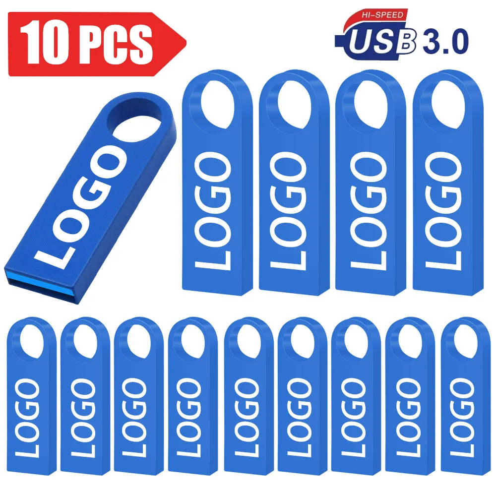 10/ 20/50 Pcs/lot Free Logo metal USB 3. 0Flash Drive 64GB 32GB memory Flash USB Stick 16GB 8GB pen drive PenDrive U Disk: WHITE / 64GB
