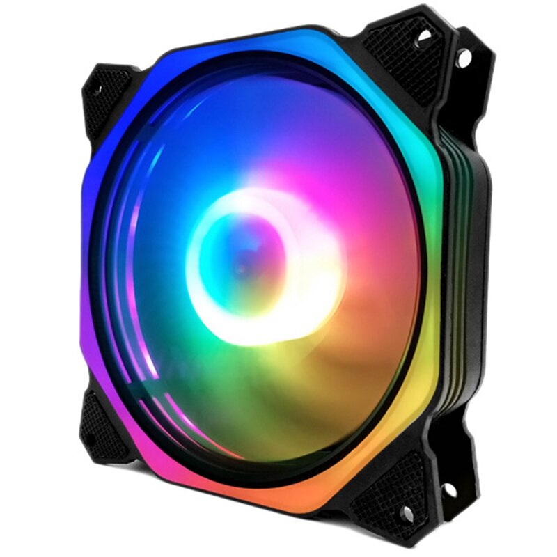 Computer PC RGB Color-Changing Symphony LED Light Case Fans LED Computer Cooler Computer Cooling Fan(Colorful Inside and Outside: Default Title