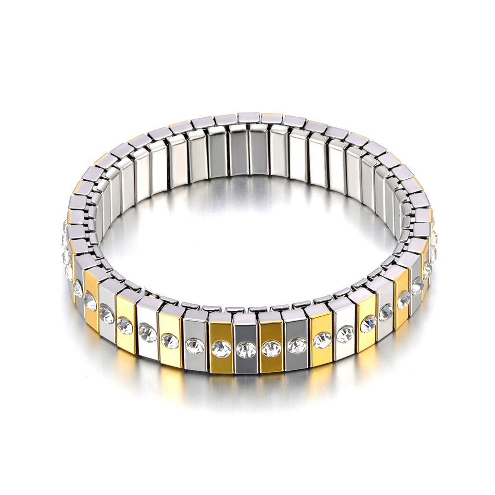 Lokaer 316L Edelstahl CZ Kristall Elastizität Kette Armbänder Für Frauen Echt Vergoldet modisch Wasserdicht Schmuck B23138