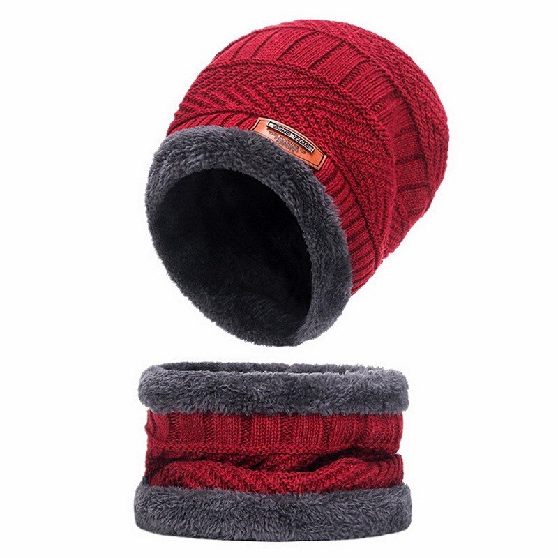 Winterstrickmütze für damen und herren, warm und dick gefüttert, mit samtfutter, Schließfach geschnitten, mit schal, marken-wintermütze, skimaske: A -3-2 stück