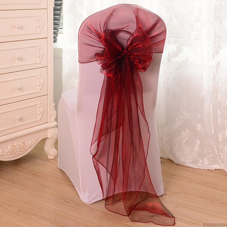 65x275cm Orange Organza Knot Wedding Chair Decor Banquet Event Chair Decorations Bow Ties Chair Bands Sashes Blue 25pcs/lot