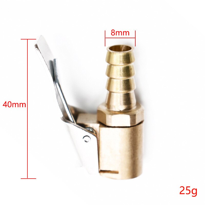 Bærbar bil auto messing 8mm dekk hjul dekkventil luftchuck inflator pumpe ventil klips klemmekobling adapter biltilbehør: Vanlig 8mm