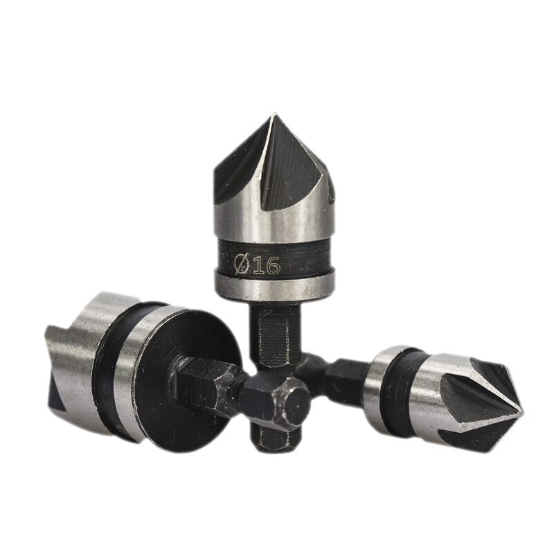 1/3pcs 82 Degrees Chamfer Drill Bit Set 12/16/19mm 5 Flute Woodworking Drill Bit Cutter Countersink Drill Bit Set Metal Drilling