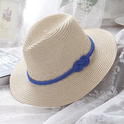 Sommermærke solhat til kvinder hat bred skygge vævet solhætte chapeu feminino store visirer strandhat panama: 3