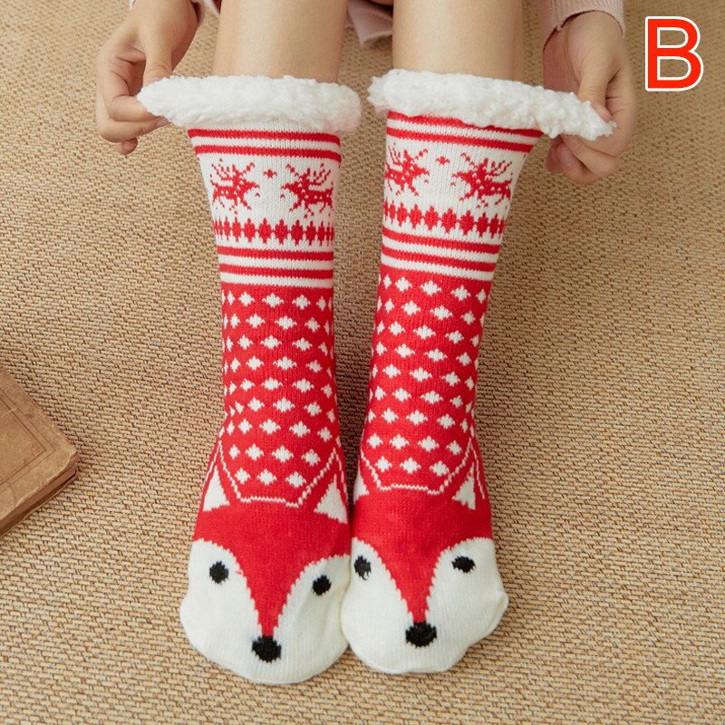 Newly Women Extra-warm Fleece Indoor Socks Warm Feet Stretchy for Winter Home Christmas FIF66: b