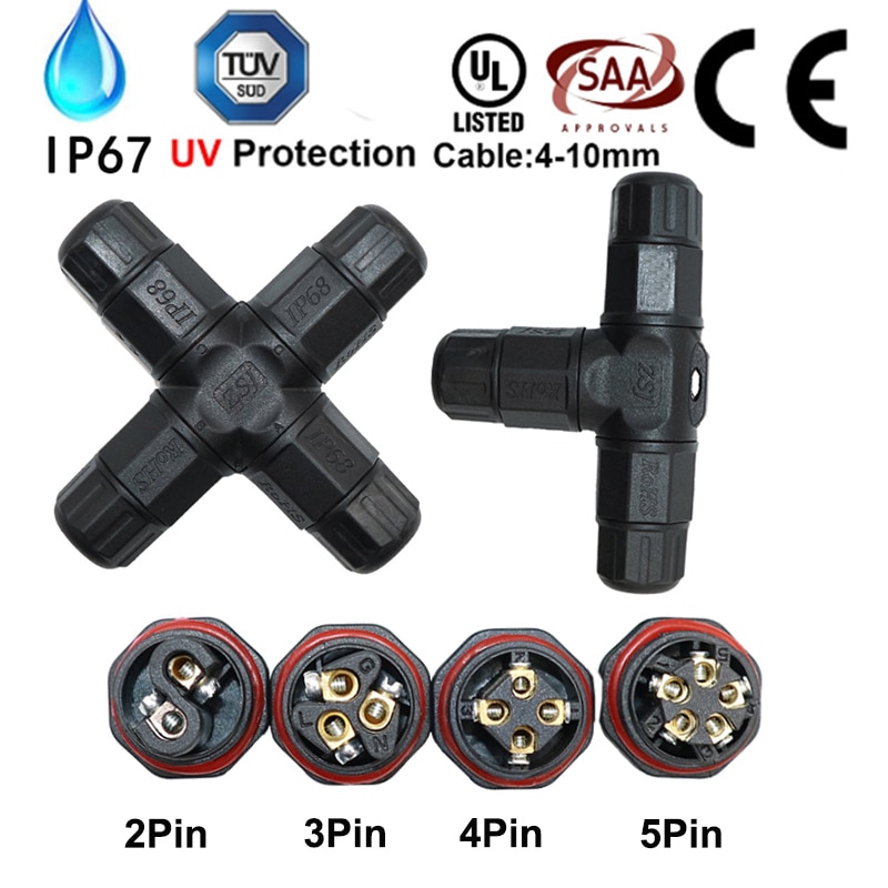 IP68 electrical cable waterproof connector 2 Pin 3 Pin 4 Pin 5 Pin Terminal Adapter Wire Connector Screw Pin LED Light connector