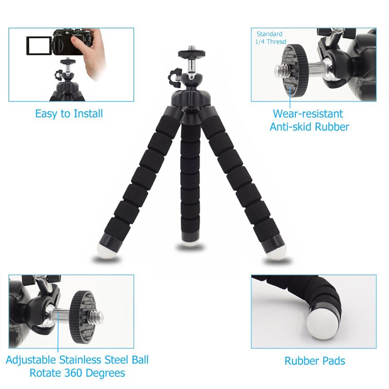 DUSZAKE – Mini trépied Gorillapod Flexible pour téléphone, pour appareil photo, poulpe, pour iPhone, Xiaomi, Samsung