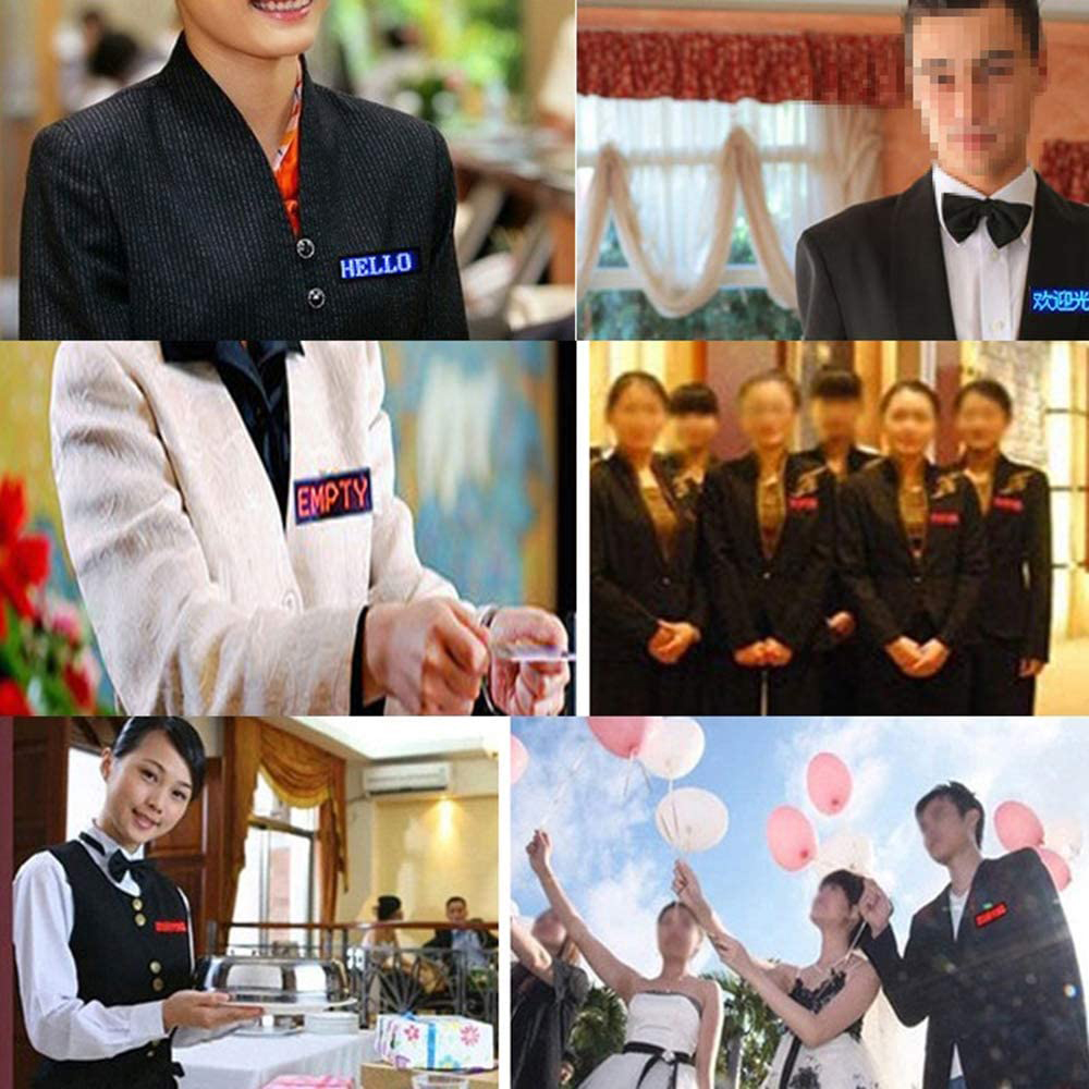 Bluetooth LED Name Badge DIY Programmable Scrolling Message Board Mini LED Display HD Text Digits Pattern Display for Party Shop
