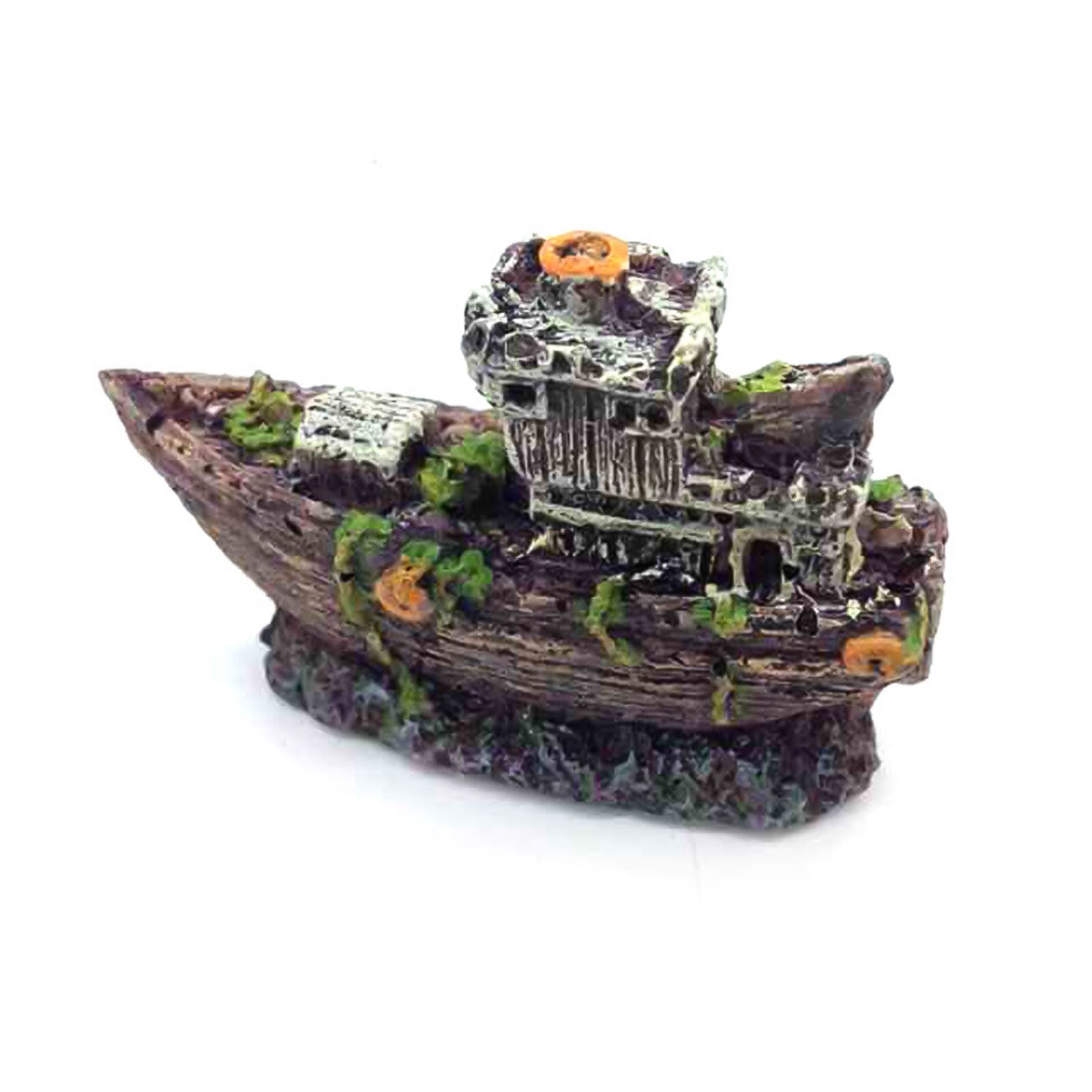 Aquarium Ornament Wreck Sunk Ship Landscape Boat Fish Tank Mini Sunken Ship Resin Boat Model Aquarium Landscaping Decoration