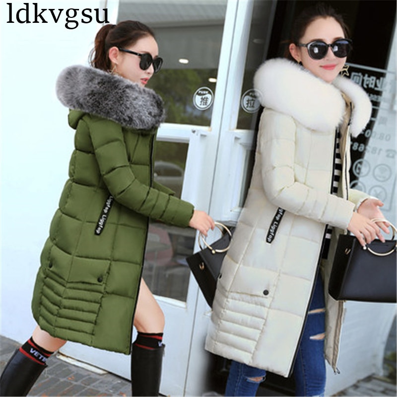 Women Winter Jackets Down Cotton Hooded Coat Plus Size Parkas Mujer Coats Long Coat Female Fur collar Coats A1297