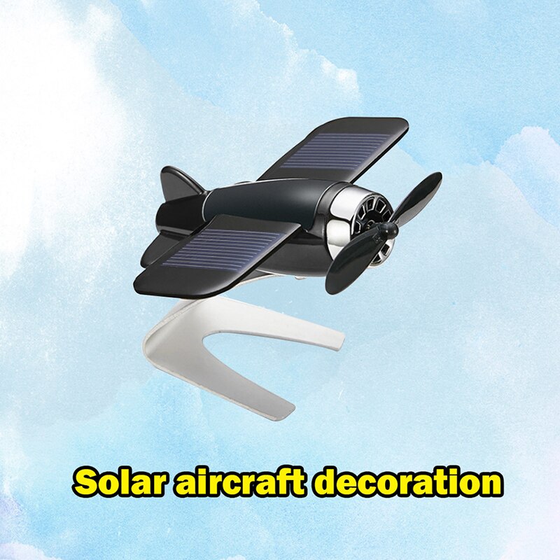 Car Decoration Airplane Non-slip Solar Energy Rotate Automobile Dashboard Aircraft Model S55: Gray