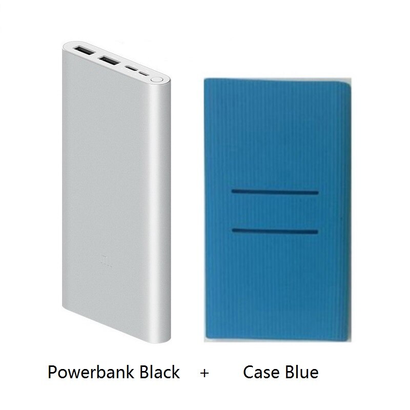 10000mAh Xiaomi Mi Power Bank 3 External Battery Bank 18W Quick Charge Powerbank 10000 with USB Type C for Mobile Phone: Silver Add Blue