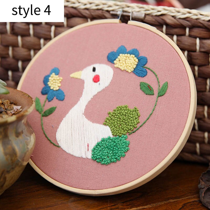 Pinturas colgantes, 15x15cm, Kit DIY bordado hecho a mano, paquete de Material de costura para principiantes con bonitos dibujos de animales: style 4