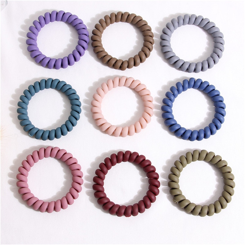 5/20PCS Frosted Colored Telephone Wire Elastic Hair Bands For Girls Headwear Ponytail Holder Rubber Bands Women Hair Accessories