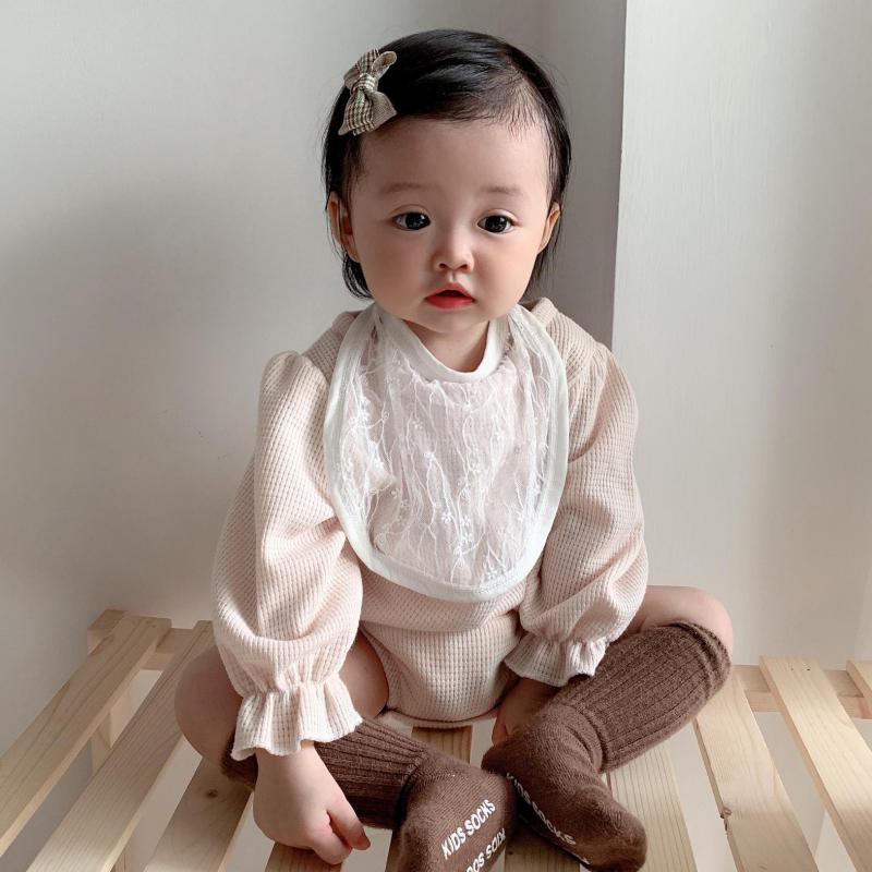 Herfst Babys Jongens Meisjes Bodysuit Met Bib Lange Mouwen Katoen Wafel Baby Jumpsuit Kleding Outfits 6-24 Maand