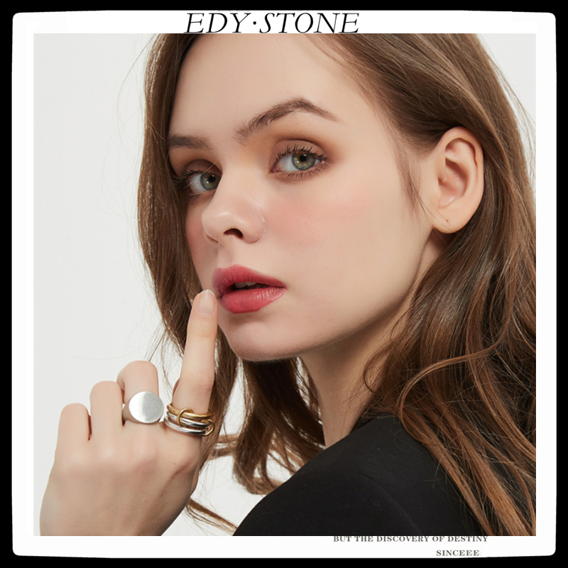 EDY Punk Vintage personalidad Simple tres capas Micro-incrustado circón mujer anillo para mujer chica joyería de
