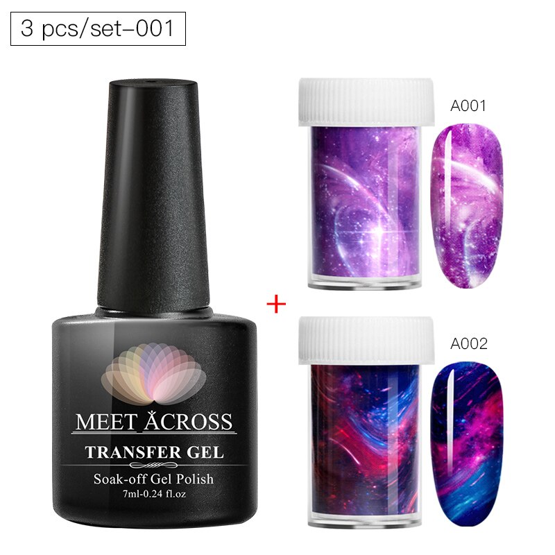 Transfer klistermärke gel set nagelhäftande lim överföringsfolie klistermärke nagelfolie stjärnhimmel marmor nail art överföring klistermärken dekaler: Dzh 07331