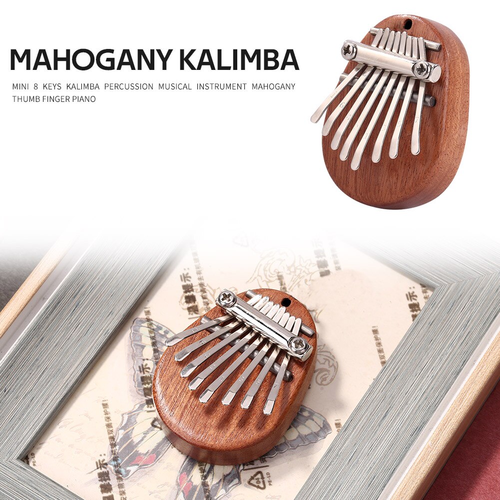 Percussion Musical Instrument Mahogany Wood Thumb Finger Piano Mini 8 Keys Kalimba Lightweight Compact Musical Instruments