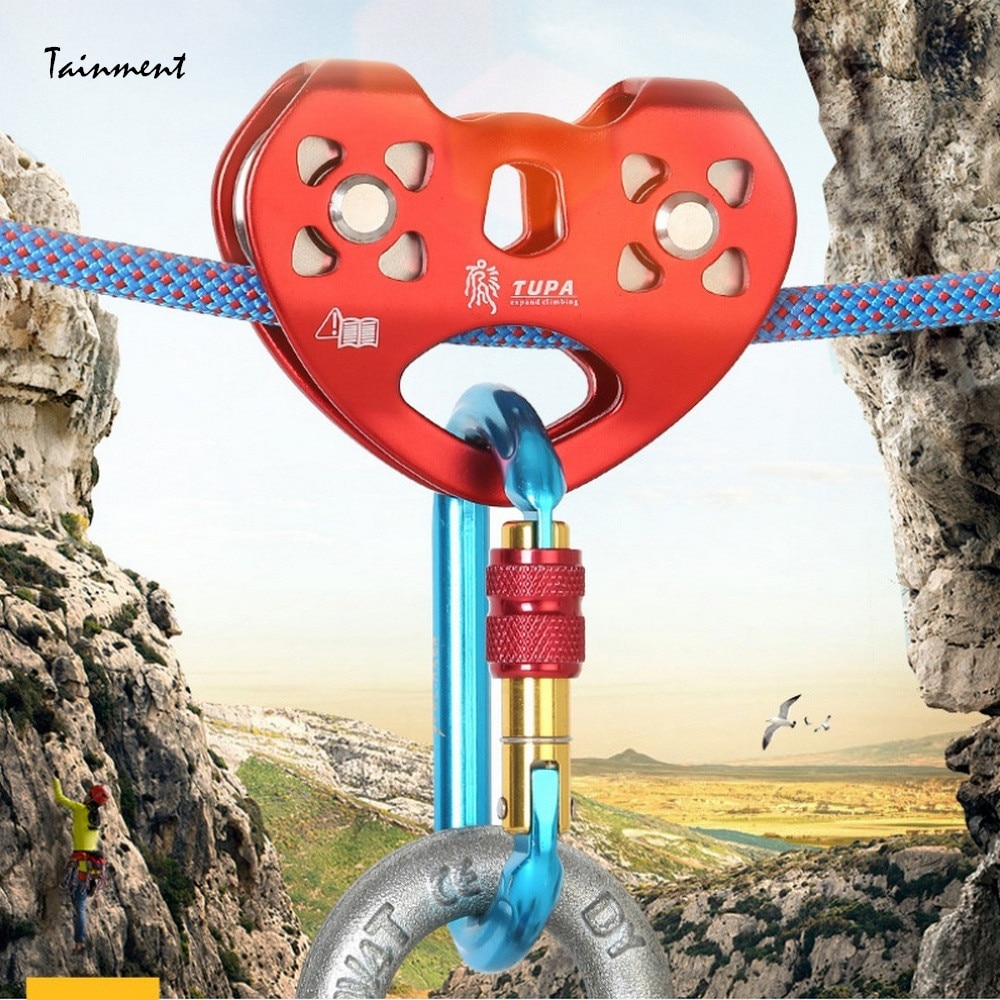 Klättrare linbana dubbelrutschbana zipline på hög höjd utomhustransport linbana remskiva bergsklättring tillbehör