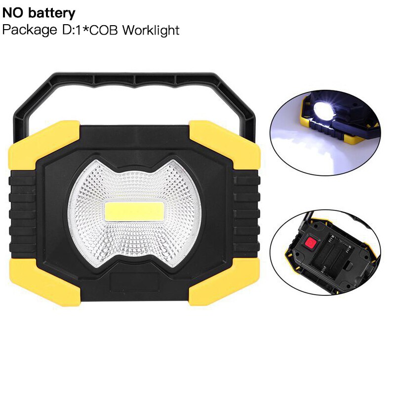 100w bærbare spotlight led arbejdslys usb genopladelig lommelygte solenergi lys bygget -in 2400 mah batteri til camping lys: D
