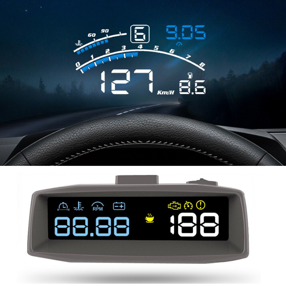 Universal HUD Speed Digital Projector OBD Driving Computer KM/h MPH Overspeed Warning Windshield Projector Alarm System