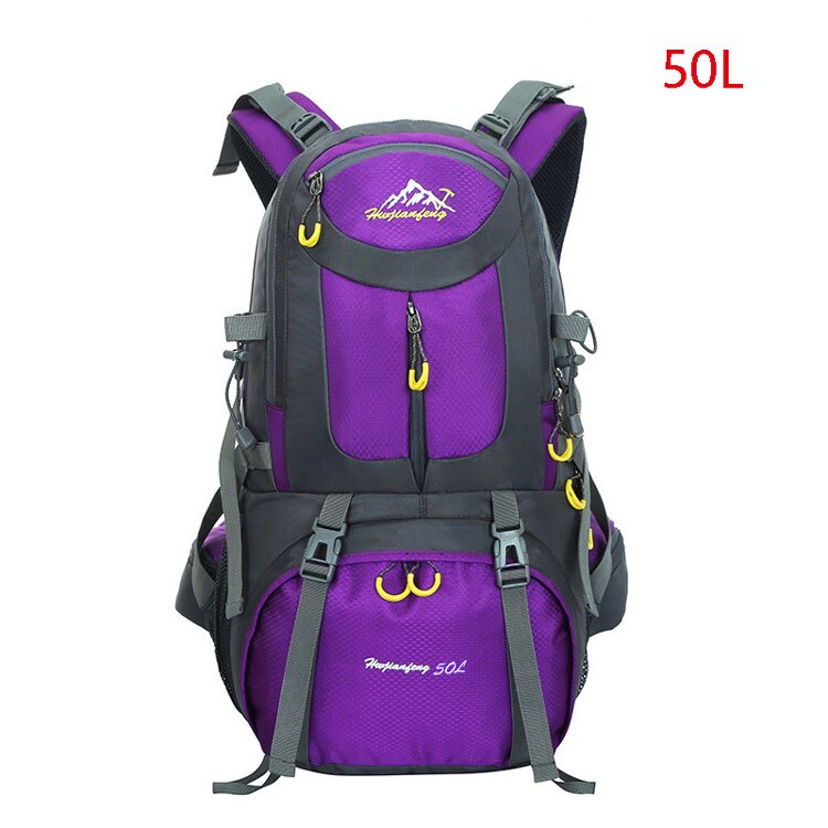 40l & 50l vandtæt klatrerygsæk udendørs sport bjergbestigning rejse camping rejse cykel ride taske trekking rygsæk taske: Lilla 50
