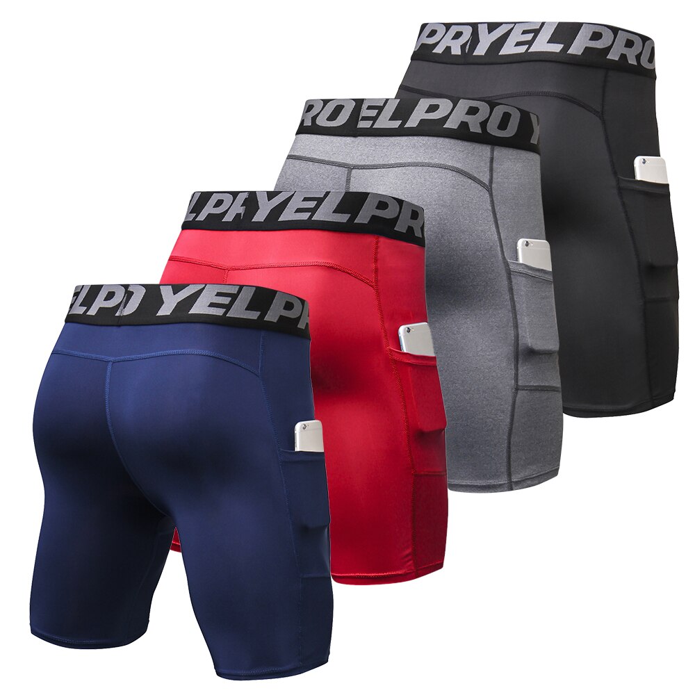 4 Packs Mannen Compressie Shorts Actieve Workout Ondergoed Met Pocket Quick Dry Gym Fitness Panty Compressie Jogging Shorts Mannen