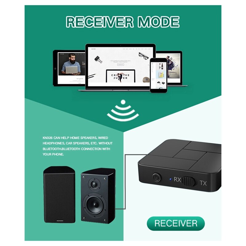 Bluetooth 5.0 modtager sender 3.5mm aux jack rca usb dongle trådløse o adaptere håndfri opkald mikrofon