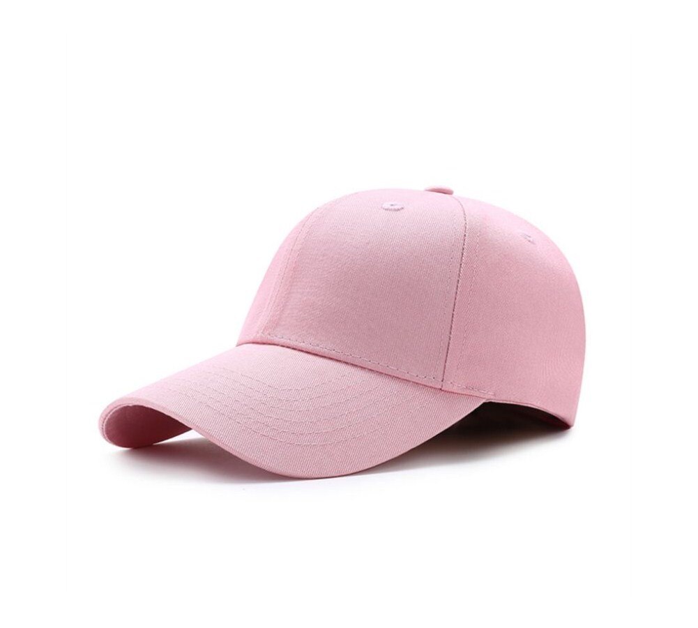 Mænd kvinder almindelig buet solskærm baseball cap hat ensfarvede justerbare kasketter: Lyserød