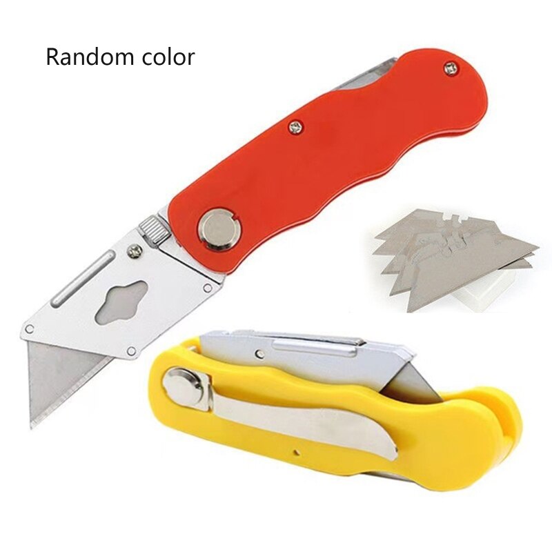 A9LB Foldable Box Cutter with 5 Replaceable Blades for Hobbies Diy Projects Cardboard Cutting Rubber Leather PVC Anti-rust