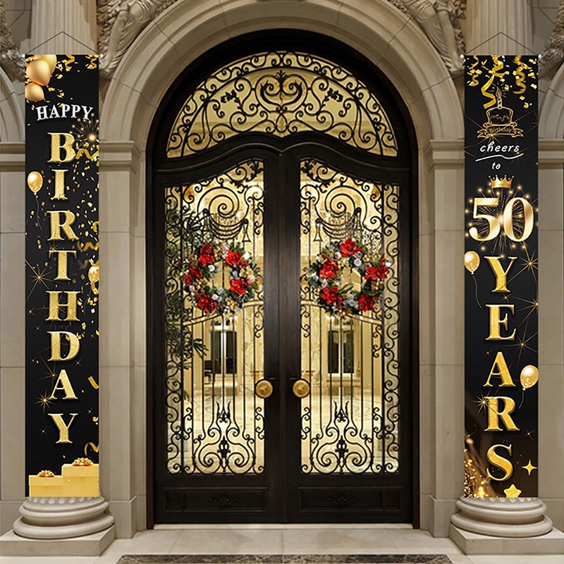 Birthday Door Curtain 50th Birthday Party Decorations Anniversary Party Supplies Adult 30 40 50 60 70 80 Year Birthday Party