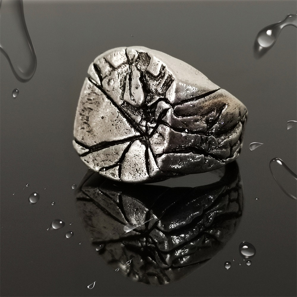 Anillo grande Retro Cracking Rock para hombre, Color plateado, anillo gótico Punk, joyería hecha a mano, accesorios de motorista, dominante para hombre: 8 / Blanco