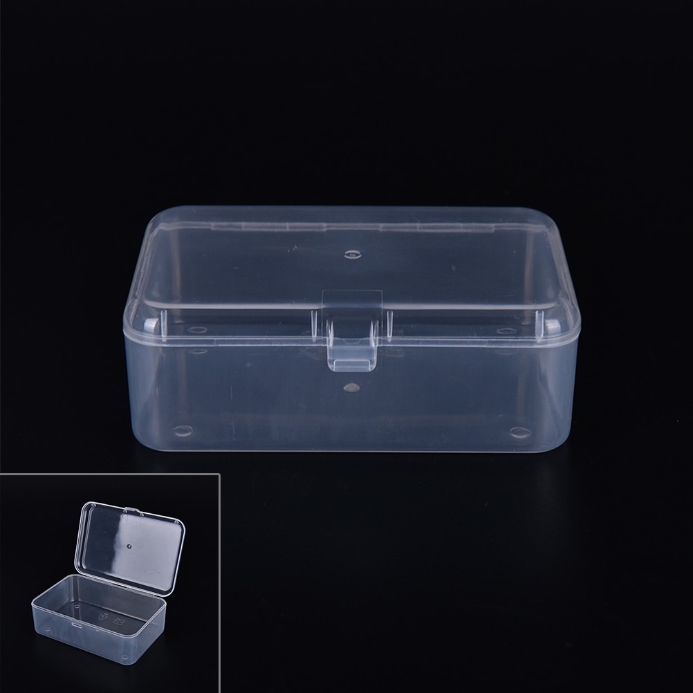Caja de plástico transparente para guardar objetos, contenedor pequeño de colección, soporte de papelería con tapa