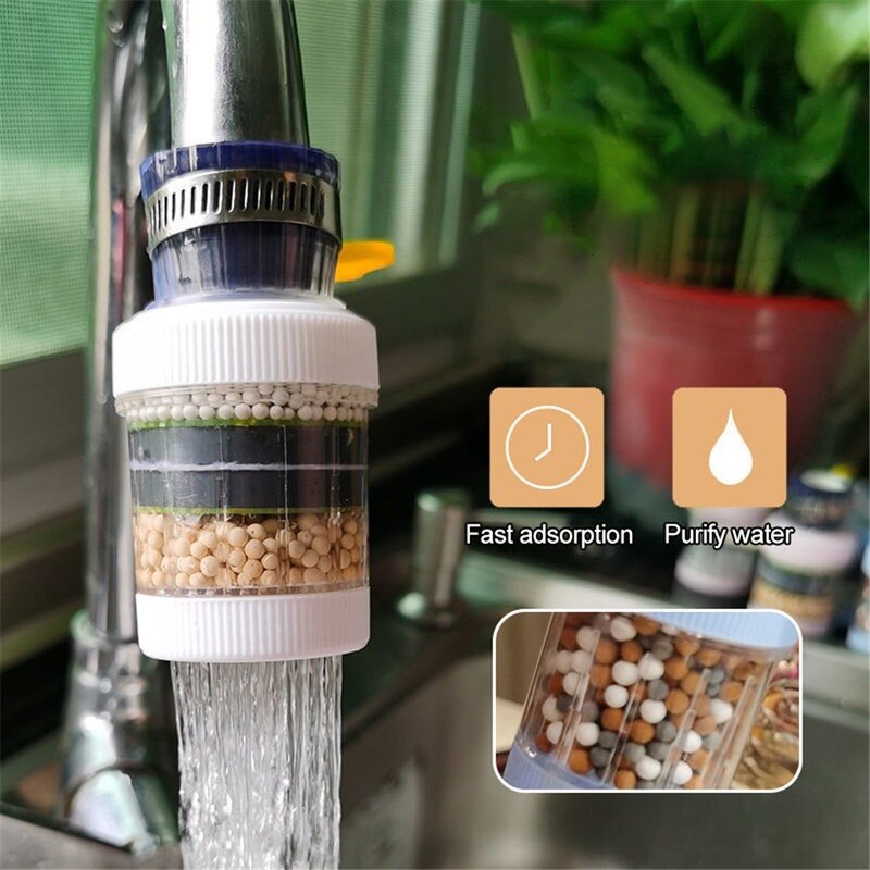 Shower Head Nozzle Filter Faucet Filter Water Saving Bubbler Activated Carbon Filter Universal Kitchen Faucet 5 Layer Purifier